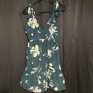 Floral Teal Dress with Tie Straps